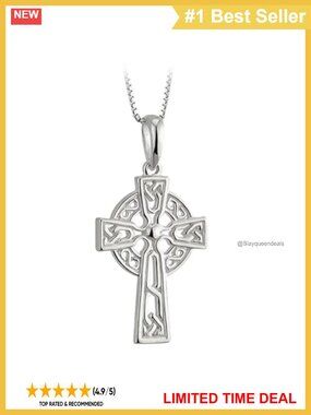 Sterling Silver Celtic Cross Pendant Necklace 18" Irish Handmade